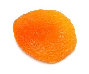 Macro dried apricot fruit isolated on white background. Top view, flat lay