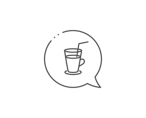 Coffee or Cocktail line icon. Chat bubble design. Fresh drink sign. Beverage symbol. Outline concept. Thin line cocktail icon. Vector
