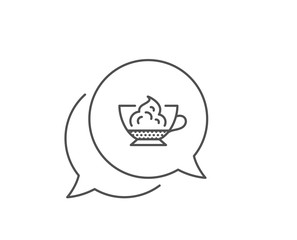 Espresso with whipped cream icon. Chat bubble design. Hot coffee drink sign. Beverage symbol. Outline concept. Thin line espresso cream icon. Vector