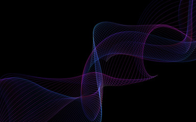 Dark abstract background with a glowing abstract waves