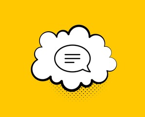 Chat line icon. Comic speech bubble. Speech bubble sign. Communication or Comment symbol. Yellow background with chat bubble. Chat icon. Colorful banner. Vector