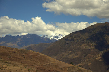 andes mountains, clouds and blue sky