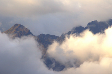 mountains among the clouds