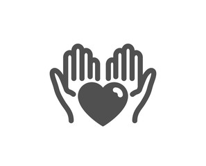 Care love emotion sign. Hold heart icon. Valentine day symbol. Classic flat style. Simple hold heart icon. Vector