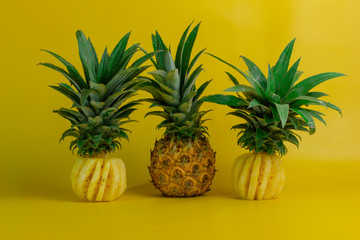 pineapple isolated on a yellow background