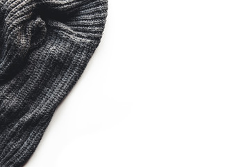 Autumn composition. Cup of coffee, sweater on white background. Autumn