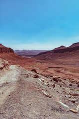 View on the moroccan desert, drying, desertification,
