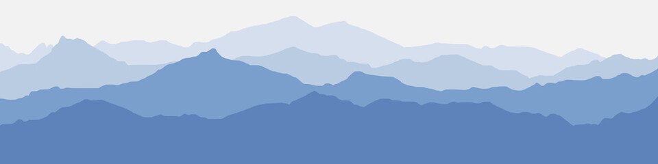 Vector ilustracija planina, greben u jutarnjoj magli, panoramski pogled © Valerii