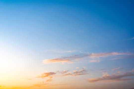 Evening sky with white clouds. Evening sky with copy space.