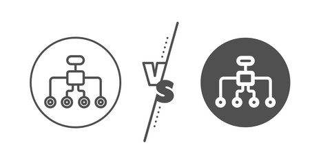 Business architecture sign. Versus concept. Restructuring line icon. Delegate symbol. Line vs classic restructuring icon. Vector