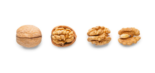 Fototapeta na wymiar Tasty walnuts on white background