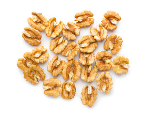 Tasty walnuts on white background