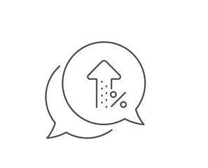 Increasing percent line icon. Chat bubble design. Discount sign. Credit percentage growing symbol. Outline concept. Thin line increasing percent icon. Vector