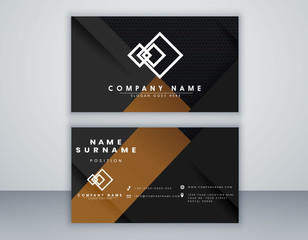 Modern black abstract geometric business card template. Elegant element composition design with clean concept.