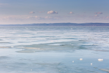 frozen lake Balaton
