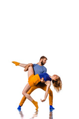 Passion dance couple isolated on white background