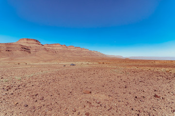 Road trip in the moroccan desert, drying, desertification, sand road