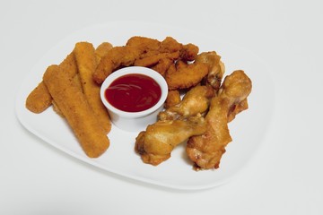 Buffalo chicken wings and chili sauce