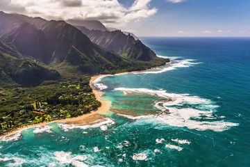 Tunnels beach and Kauai Coastline from the Helicopter