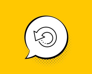Recovery info line icon. Comic speech bubble. Backup data sign. Restore information symbol. Yellow background with chat bubble. Recovery data icon. Colorful banner. Vector