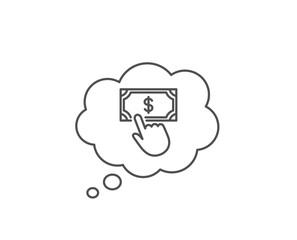 Payment click line icon. Chat bubble design. Dollar exchange sign. Finance symbol. Outline concept. Thin line payment click icon. Vector