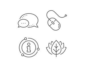 Mouse line icon. Chat bubble, info sign elements. Computer component device sign. Linear computer mouse outline icon. Information bubble. Vector