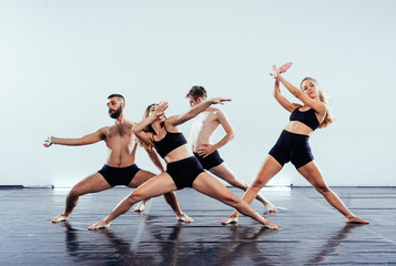 Modern ballet dancers practicing