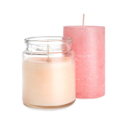 Beautiful candles isolated on white