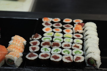 Japanese sushi on display