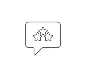 Ranking stars line icon. Chat bubble design. Star rating sign. Best rank symbol. Outline concept. Thin line ranking stars icon. Vector