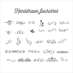 Handdrawn flourishes and swirls. Calligraphy elements. Decorative clipart - 306805476