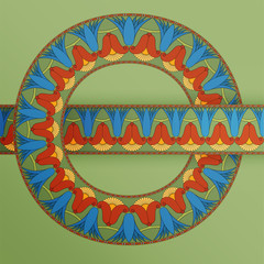 egyptian symbol ornamental  composition color green blue architecture