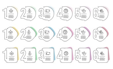 Contactless payment, Organic product and Computer line icons set. Infographic timeline. Send box, Education and Question mark signs. Financial payment, Leaves, Pc component. Delivery package. Vector