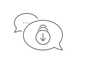 Scroll down arrow line icon. Chat bubble design. Scrolling screen sign. Swipe page. Outline concept. Thin line scroll down icon. Vector