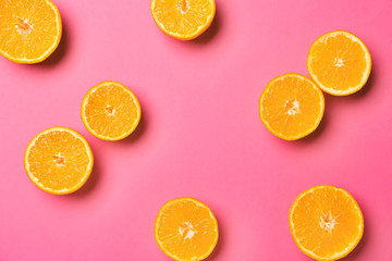 Ripe tasty tangerines on color background