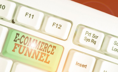 Word writing text E Commerce Funnel. Business photo showcasing a tool used to optimise the...