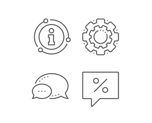 Shopping speech bubble line icon. Chat bubble, info sign elements. Special offer chat sign. Sale with Discounts symbol. Linear discount message outline icon. Information bubble. Vector