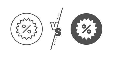 Special offer sign. Versus concept. Discount or Sale line icon. Shopping symbol. Line vs classic discount icon. Vector