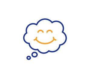 Happy emoticon sign. Smile line icon. Comic speech bubble symbol. Colorful outline concept. Blue and orange thin line smile icon. Vector