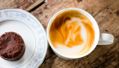 Cup of coffee and cake.