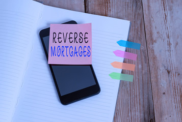 Word writing text Reverse Mortgages. Business photo showcasing borrower to access the unencumbered...
