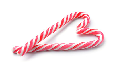 Candy canes on white background