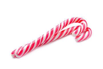 Candy canes on white background