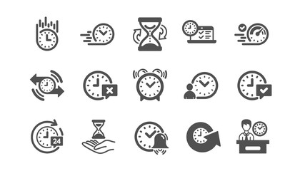 Time icons. Calendar, Time management and Delivery. Hourglass classic icon set. Quality set. Vector