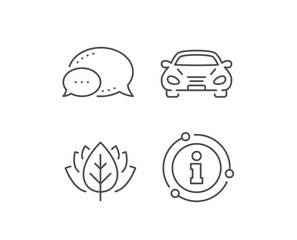 Car transport line icon. Chat bubble, info sign elements. Transportation vehicle sign. Driving symbol. Linear car outline icon. Information bubble. Vector