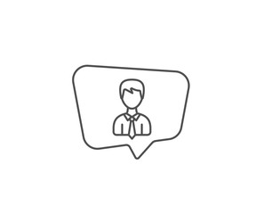 Male User line icon. Chat bubble design. Profile Avatar sign. Businessman Person silhouette symbol. Outline concept. Thin line businessman icon. Vector