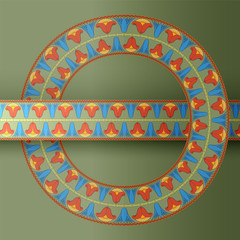egyptian symbol ornamental  composition color green blue architecture