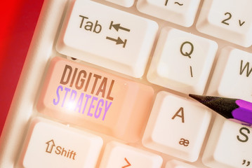 Conceptual hand writing showing Digital Strategy. Concept meaning plan for maximizing the business...