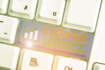 Word writing text Hardware Service. Business photo showcasing act of supporting and maintaining...