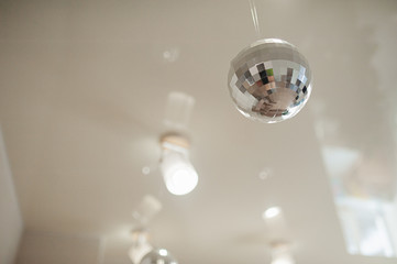  white ceiling decoration - silver shiny disco ball